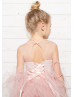 Blush Pink Lace Tulle Keyhole Corset Back Flower Girl Dress Blush Pink Lace Tulle Keyhole Corset Back Flower Girl Dress